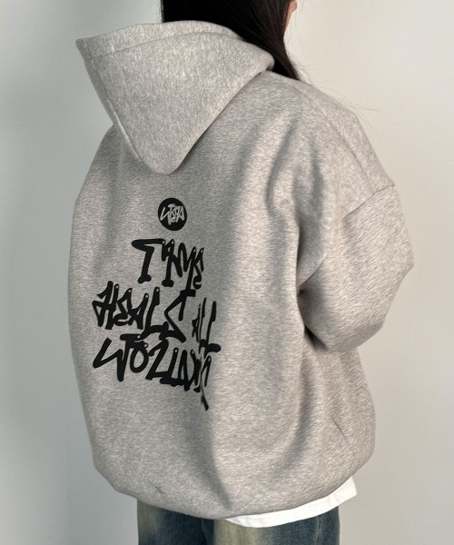 セール】裏起毛 グラフィティロゴ オーバーサイズパーカー（パーカー