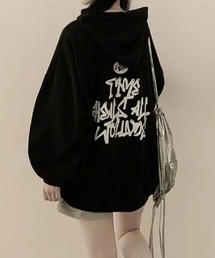 裏起毛 グラフィティロゴ オーバーサイズパーカー