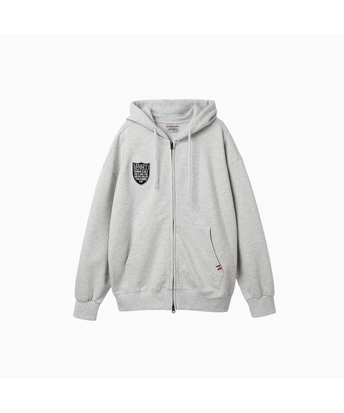 MENASOO(ミナス)の「Menasoo Applique Two Way Hoodie Zip Up_White Melange(パーカー・レディース・ホワイト・LARGE)」の1枚目の写真