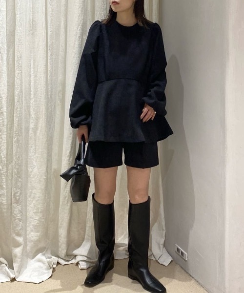 コーデュロイペプラムショートオールインワン（つなぎ/オールインワン