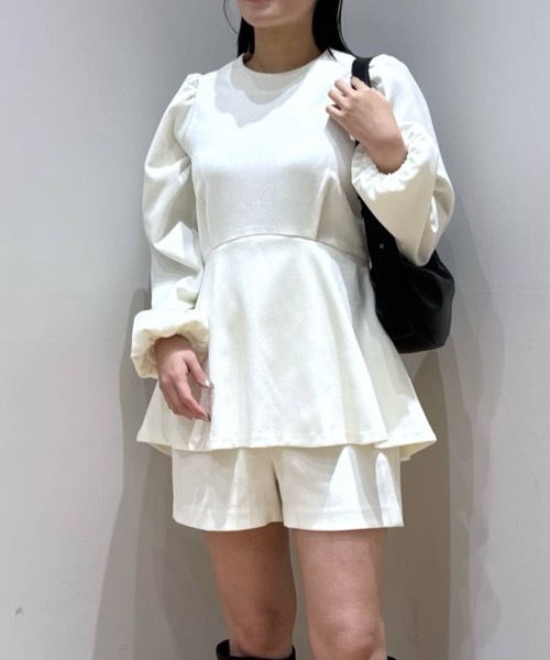 コーデュロイペプラムショートオールインワン（つなぎ/オールインワン