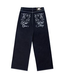 EYEER（イワイイアル）の「Lion Embroidery Wide Denim Pants - Indigo Blue（デニムパンツ）」