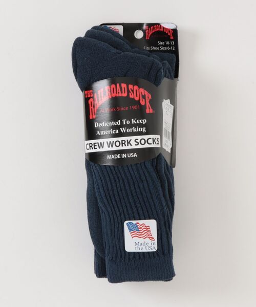 Railroad Sock（レイルロードソック）の「【RAILROAD SOCKS】Ms Crew Work SOCKS ソックス 靴下 3足組（ソックス/靴下・メンズ・ブラック/ネイビー/ブラウン/ホワイト・フリー）」の4枚目の写真