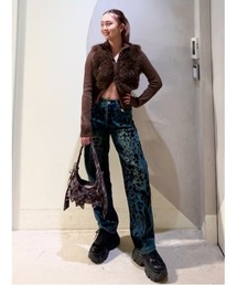 Desigual | フェイクファー フロント クロップ ニットセーター(カーディガン/ボレロ)