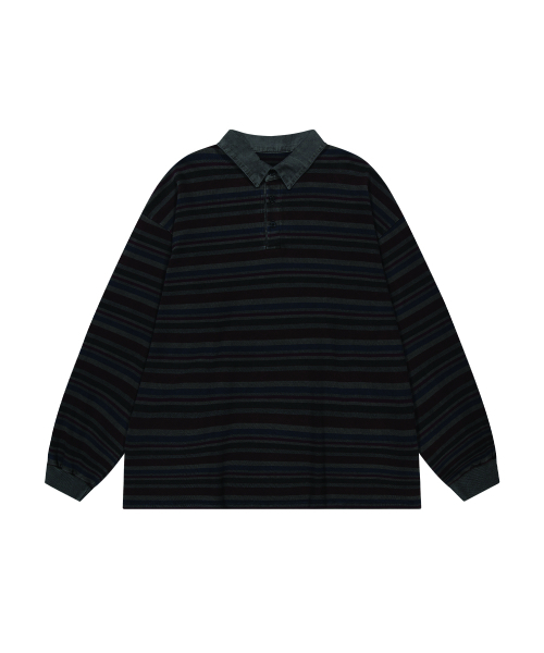 ENDOOR(エンドア)の「Vtg Evening stripe polo shirt (vtg burgundy)(ポロシャツ・メンズ・その他・1/2)」の2枚目の写真