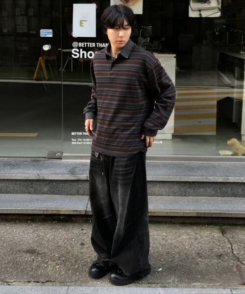 ENDOOR(エンドア)の「Vtg Evening stripe polo shirt (vtg burgundy)(ポロシャツ・メンズ・その他・1/2)」の8枚目の写真
