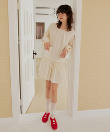 Reversible law string flare mini dress - cream