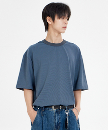 スモールストライプTシャツブルー