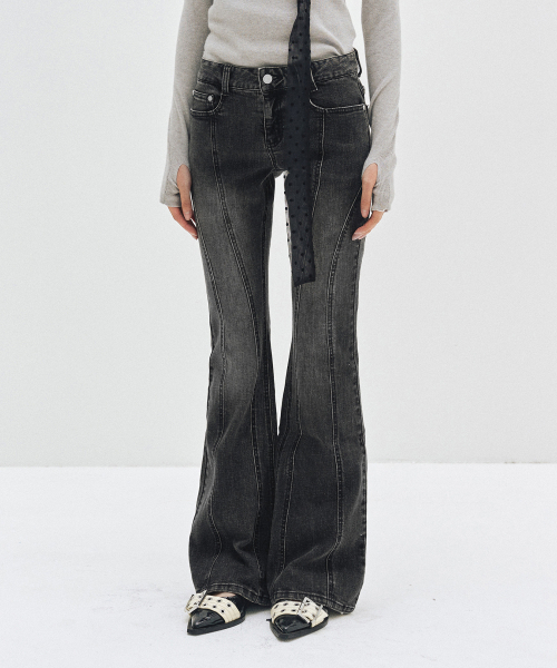 DECET WOMEN（デケット ウーマン）の「Curved Slim Low Rise Flared Jeans DCWPT011BLACK（デニムパンツ・レディース・その他・X-SMALL/SMALL/MEDIUM/LARGE）」の22枚目の写真