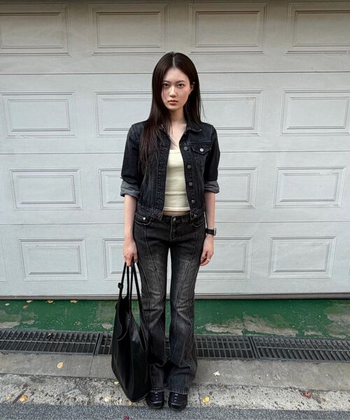 DECET WOMEN（デケット ウーマン）の「Curved Slim Low Rise Flared Jeans DCWPT011BLACK（デニムパンツ・レディース・その他・X-SMALL/SMALL/MEDIUM/LARGE）」の20枚目の写真