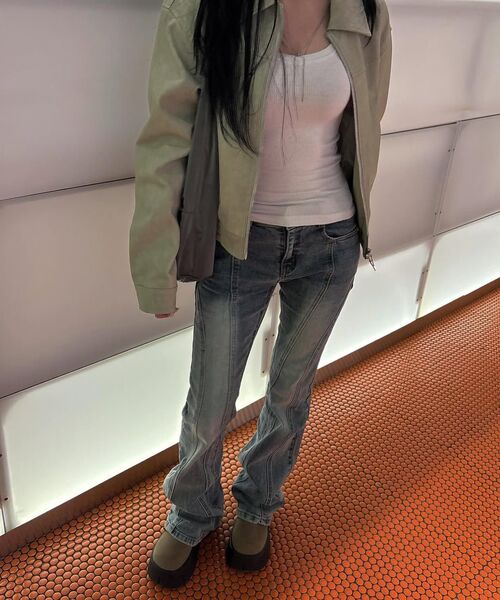 DECET WOMEN（デケット ウーマン）の「Curved Slim Low Rise Flared Jeans DCWPT011BLACK（デニムパンツ・レディース・その他・X-SMALL/SMALL/MEDIUM/LARGE）」の13枚目の写真
