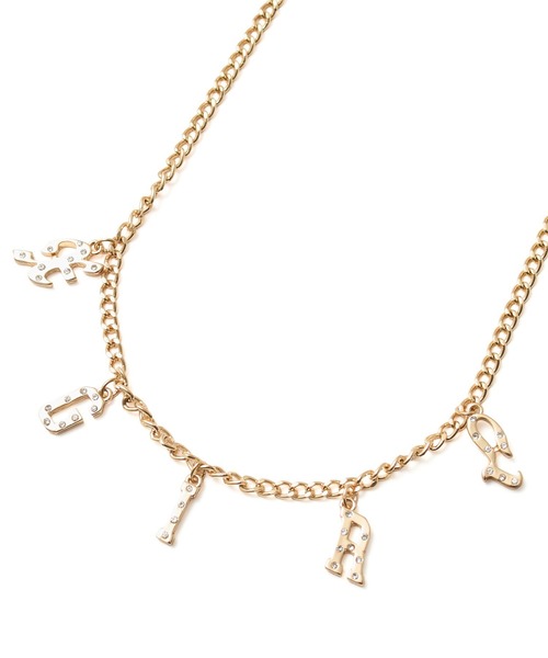 X-girl(エックスガール)の「LOGO AND RHINESTONE NECKLACE(ネックレス・レディース・ゴールド/シルバー・ONE SIZE)」の4枚目の写真