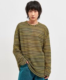 シースルークラフトニットプルオーバーイエロー