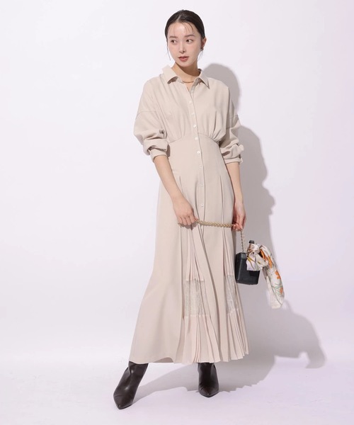 Mystrada(マイストラーダ)の「レースプリーツマチシャツワンピース(ワンピース・レディース・ピンク/ネイビー/ベージュ・38/36/34)」の16枚目の写真