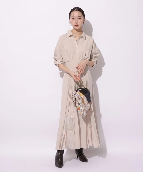 Mystrada(マイストラーダ)の「レースプリーツマチシャツワンピース(ワンピース・レディース・ピンク/ネイビー/ベージュ・38/36/34)」の17枚目の写真