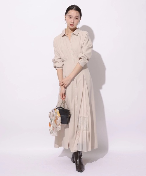 Mystrada(マイストラーダ)の「レースプリーツマチシャツワンピース(ワンピース・レディース・ピンク/ネイビー/ベージュ・38/36/34)」の18枚目の写真