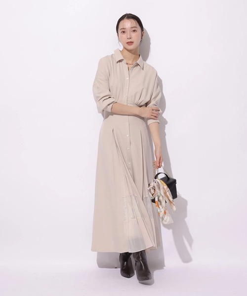 Mystrada(マイストラーダ)の「レースプリーツマチシャツワンピース(ワンピース・レディース・ピンク/ネイビー/ベージュ・38/36/34)」の19枚目の写真