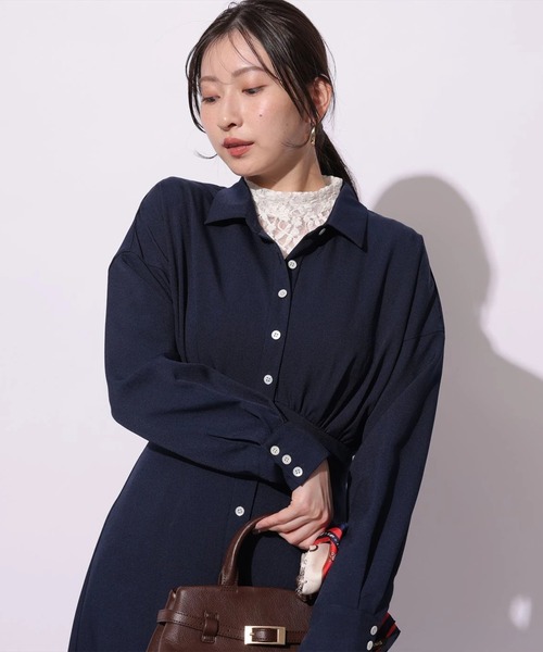 Mystrada(マイストラーダ)の「レースプリーツマチシャツワンピース(ワンピース・レディース・ピンク/ネイビー/ベージュ・38/36/34)」の10枚目の写真