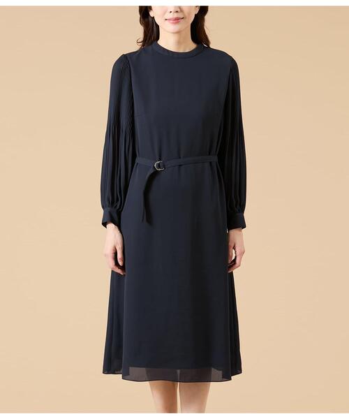 NEWYORKER（ニューヨーカー）の「【ウォッシャブル】ソフトジョーゼット 袖プリーツワンピース（ワンピース・レディース・ネイビー/サックスブルー・9号/11号）」の15枚目の写真