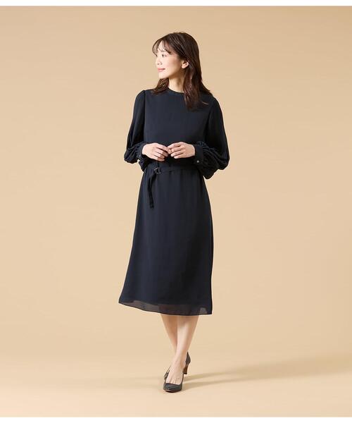 NEWYORKER（ニューヨーカー）の「【ウォッシャブル】ソフトジョーゼット 袖プリーツワンピース（ワンピース・レディース・ネイビー/サックスブルー・9号/11号）」の16枚目の写真