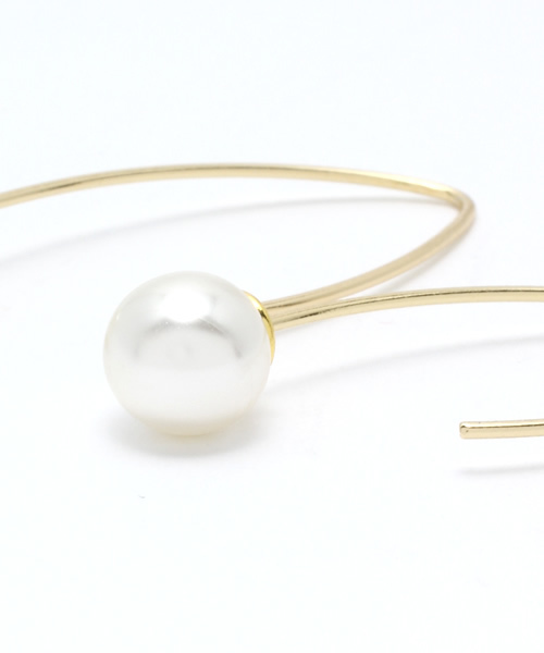 GLOBAL WORK（グローバルワーク）の「ラインパールキャッチピアス/710547（ピアス（両耳用）・レディース・イエロー系その他/その他/ライトイエロー・FREE）」の4枚目の写真