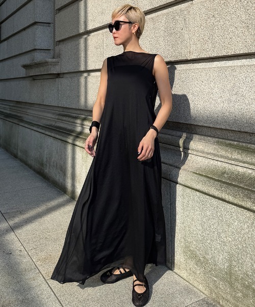 JENNE(ジェンヌ)の「カップ付きシアー2WAYワンピース(ワンピース・レディース・ブラック/ベージュ系その他・SMALL/MEDIUM/LARGE)」の4枚目の写真