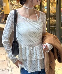 mystic | 【レイヤードスタイルに◎】《IVO / レース / ラインストーン》ドットティアードプルオーバー(Tシャツ/カットソー)