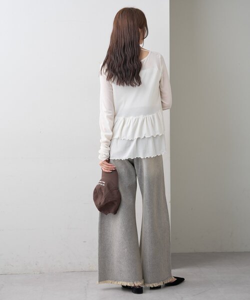 mystic（ミスティック）の「【レイヤードスタイルに◎】《IVO / レース / ラインストーン》ドットティアードプルオーバー（Tシャツ/カットソー・レディース・ホワイト/オフホワイト/ブラック/アイボリー・FREE）」の13枚目の写真