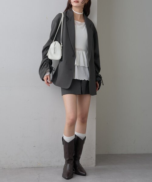 【レイヤードスタイルに◎】《IVO / レース / ラインストーン》ドットティアードプルオーバー（Tシャツ/カットソー）｜mystic（ミスティック）