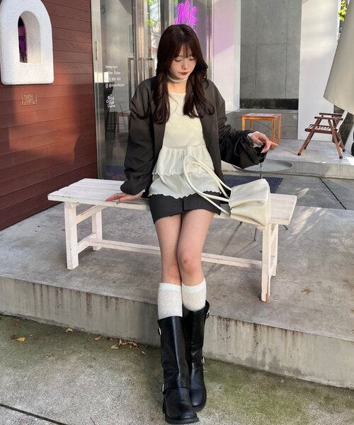 mystic（ミスティック）の「【レイヤードスタイルに◎】《IVO / レース / ラインストーン》ドットティアードプルオーバー（Tシャツ/カットソー・レディース・ホワイト/オフホワイト/ブラック/アイボリー・FREE）」の22枚目の写真