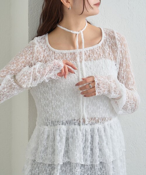 レイヤードスタイルに◎】《IVO / レース / ラインストーン》ドット