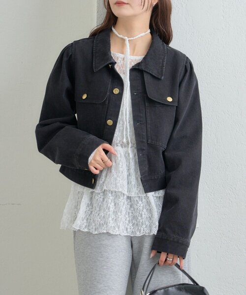 【レイヤードスタイルに◎】《IVO / レース / ラインストーン》ドットティアードプルオーバー（Tシャツ/カットソー）｜mystic（ミスティック）