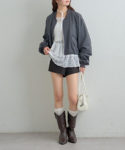 【レイヤードスタイルに◎】《IVO / レース / ラインストーン》ドットティアードプルオーバー（Tシャツ/カットソー）｜mystic（ミスティック）