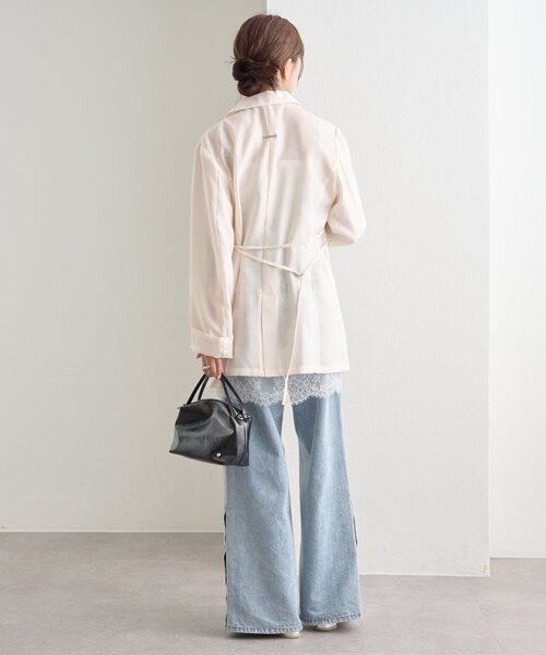 【レイヤードスタイルに◎】《IVO / レース / ラインストーン》ドットティアードプルオーバー（Tシャツ/カットソー）｜mystic（ミスティック）