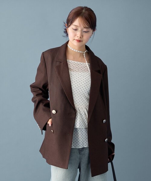 【レイヤードスタイルに◎】《IVO / レース / ラインストーン》ドットティアードプルオーバー（Tシャツ/カットソー）｜mystic（ミスティック）