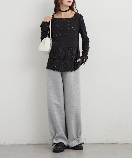 mystic（ミスティック）の「【レイヤードスタイルに◎】《IVO / レース / ラインストーン》ドットティアードプルオーバー（Tシャツ/カットソー・レディース・ホワイト/オフホワイト/ブラック/アイボリー・FREE）」の21枚目の写真