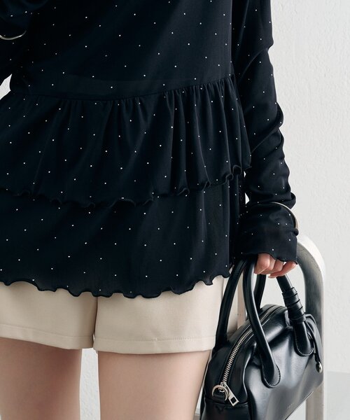 mystic（ミスティック）の「【レイヤードスタイルに◎】《IVO / レース / ラインストーン》ドットティアードプルオーバー（Tシャツ/カットソー・レディース・ホワイト/オフホワイト/ブラック/アイボリー・FREE）」の12枚目の写真