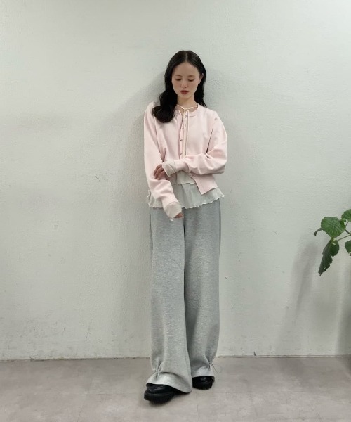 【レイヤードスタイルに◎】《IVO / レース / ラインストーン》ドットティアードプルオーバー（Tシャツ/カットソー）｜mystic（ミスティック）