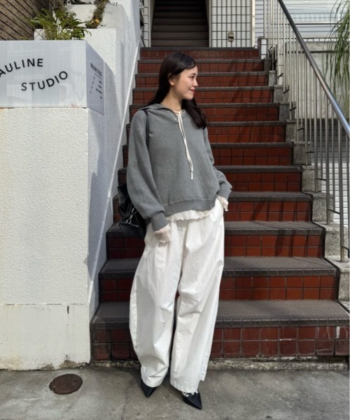 【レイヤードスタイルに◎】《IVO / レース / ラインストーン》ドットティアードプルオーバー（Tシャツ/カットソー）｜mystic（ミスティック）