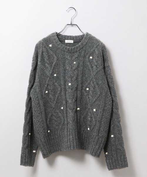 LEPSIM（レプシィム）の「3ゲージネップケーブルプルオーバー　637994（ニット/セーター・レディース・アイボリー/チャコールグレー・FREE）」の8枚目の写真