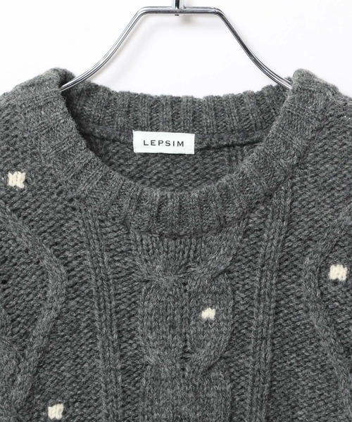 LEPSIM（レプシィム）の「3ゲージネップケーブルプルオーバー　637994（ニット/セーター・レディース・アイボリー/チャコールグレー・FREE）」の10枚目の写真