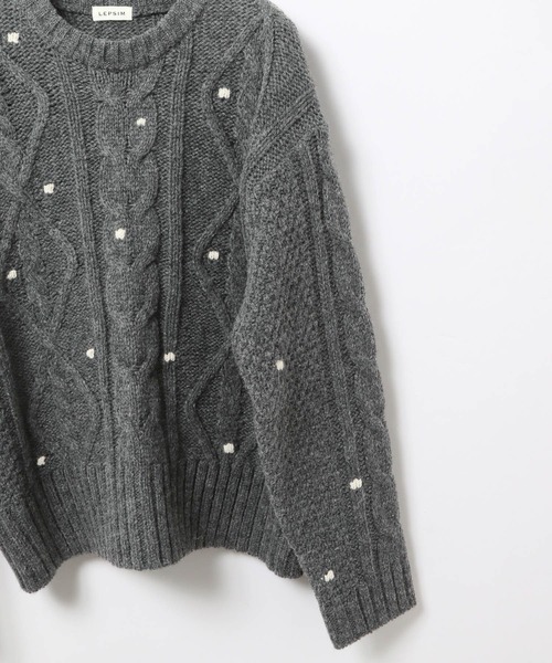 LEPSIM（レプシィム）の「3ゲージネップケーブルプルオーバー　637994（ニット/セーター・レディース・アイボリー/チャコールグレー・FREE）」の13枚目の写真