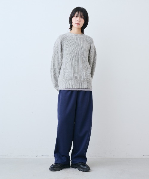 THREE FIFTY STANDARD(スリーフィフティースタンダード)の「THREE FIFTY STANDARD 日本製のリサイクル素材をつかったベーシックなニットセーター(ニット/セーター・レディース・ライトグレー/ブラック・3L/LL/L/M)」の13枚目の写真