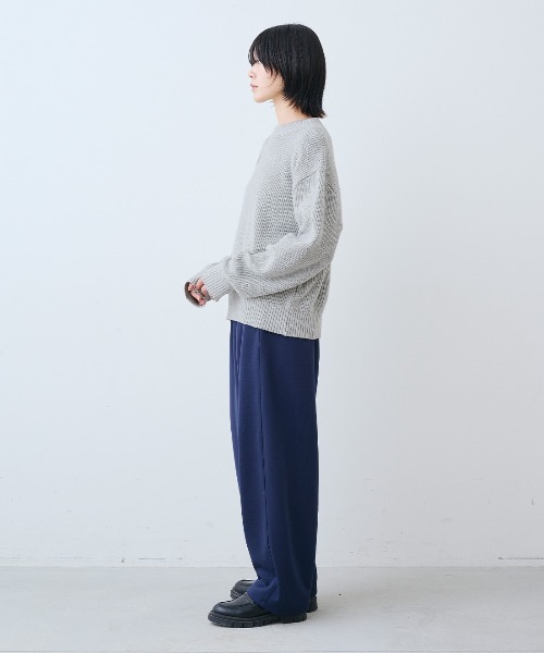 THREE FIFTY STANDARD(スリーフィフティースタンダード)の「THREE FIFTY STANDARD 日本製のリサイクル素材をつかったベーシックなニットセーター(ニット/セーター・レディース・ライトグレー/ブラック・3L/LL/L/M)」の14枚目の写真