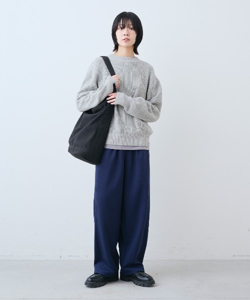 THREE FIFTY STANDARD(スリーフィフティースタンダード)の「THREE FIFTY STANDARD 日本製のリサイクル素材をつかったベーシックなニットセーター(ニット/セーター・レディース・ライトグレー/ブラック・3L/LL/L/M)」の19枚目の写真