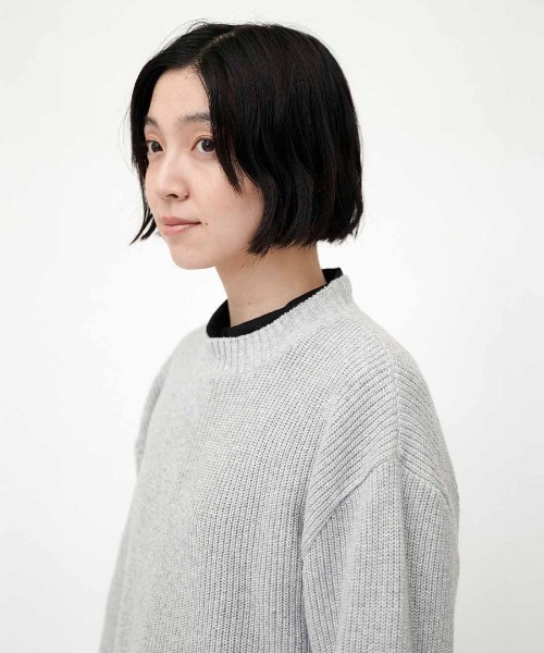 THREE FIFTY STANDARD(スリーフィフティースタンダード)の「THREE FIFTY STANDARD 日本製のリサイクル素材をつかったベーシックなニットセーター(ニット/セーター・レディース・ライトグレー/ブラック・3L/LL/L/M)」の11枚目の写真
