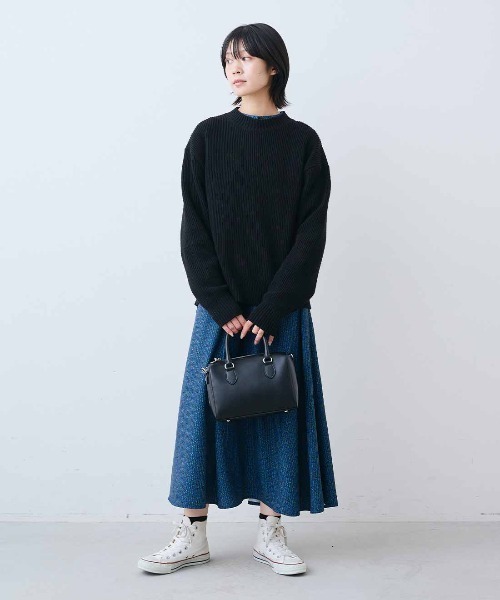 THREE FIFTY STANDARD(スリーフィフティースタンダード)の「THREE FIFTY STANDARD 日本製のリサイクル素材をつかったベーシックなニットセーター(ニット/セーター・レディース・ライトグレー/ブラック・3L/LL/L/M)」の21枚目の写真