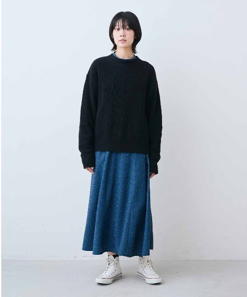 THREE FIFTY STANDARD(スリーフィフティースタンダード)の「THREE FIFTY STANDARD 日本製のリサイクル素材をつかったベーシックなニットセーター(ニット/セーター・レディース・ライトグレー/ブラック・3L/LL/L/M)」の17枚目の写真