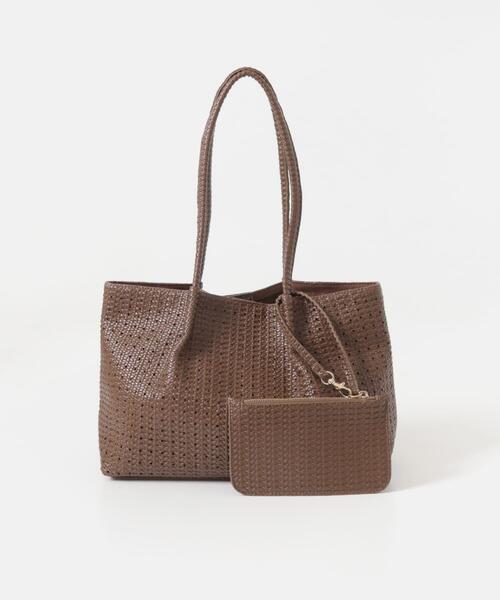 RODE SKO（ロデスコ）の「ポーチ付パンチングミドルトートバッグ（トートバッグ・レディース・アイボリー/ブラウン・ONE）」の4枚目の写真