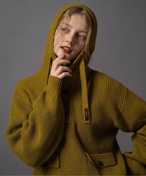 Double Pocket Knit Hoodie - ダブルポケット ニットフーディー